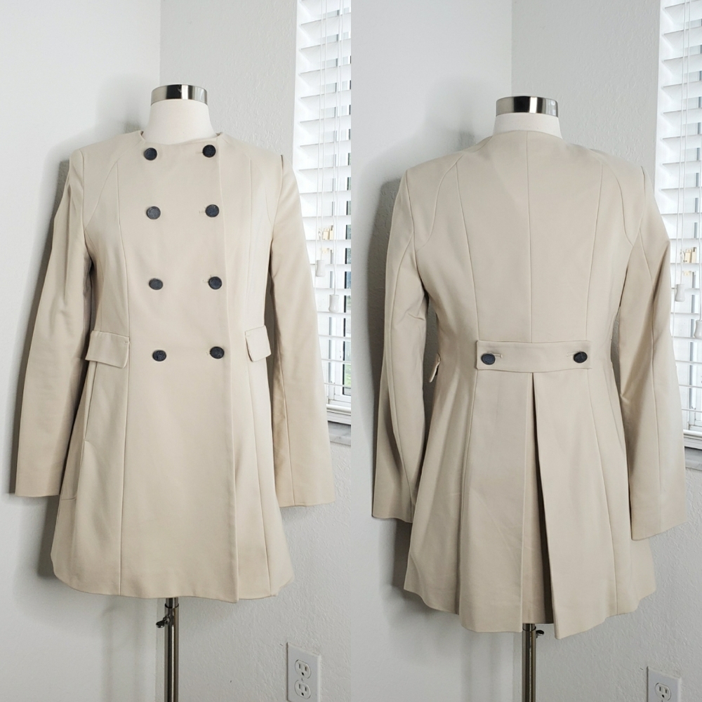 Zara Basic Collarless Double Breasted Coat L. - image 1